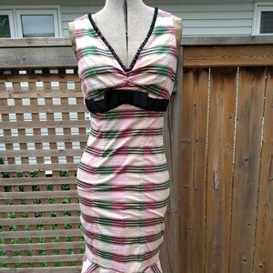 Betsey Johnson Striped Pink and Green Midi Dress